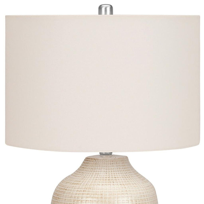 Ceramic Urn Table Lamp With Drum Shade - Cream