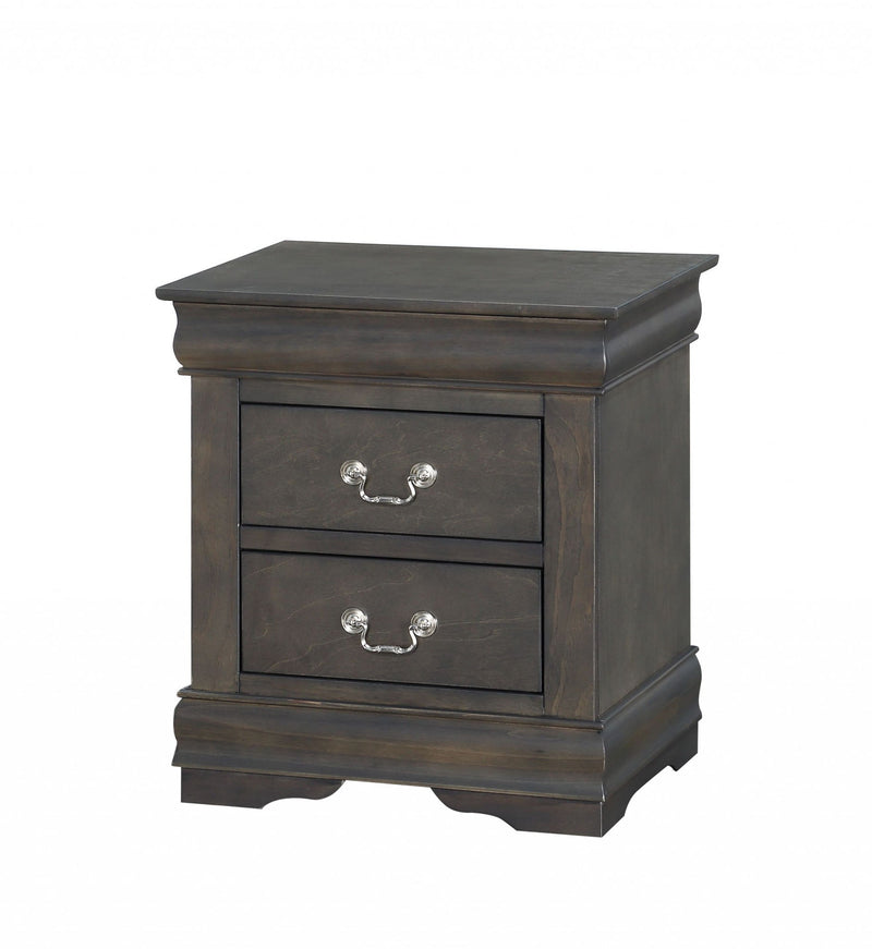 24" Two Drawers Nightstand - Gray