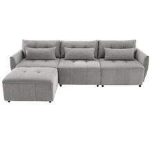 Load image into Gallery viewer, 113.3&quot; Convertible Sectional Sofa Couch 3-Seat L-Shaped Sofa with Movable Ottoman and  USB for Apartment, Living Room, Bedroom, Grey
