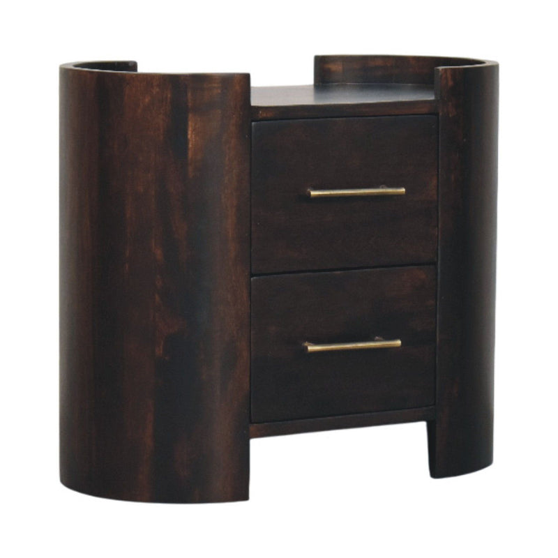Solid Wood Two Drawer Nightstand - Mocha