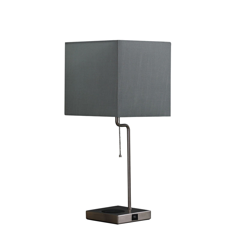 Bedside Table Lamp With Gray Square Shade - Gray