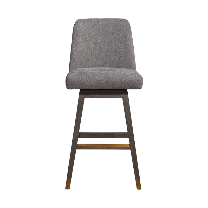 Upholstered And Solid Wood Swivel Bar Chair - Gray And Brown