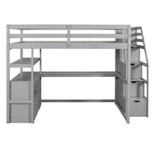 Load image into Gallery viewer, Loft Bed With Desk, Shelves, 2 Drawers, Storage Staircase
