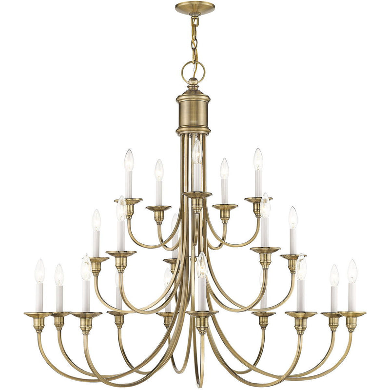 40" Multi Light Dimmable Chandelier With Shades - Antiqued Brass