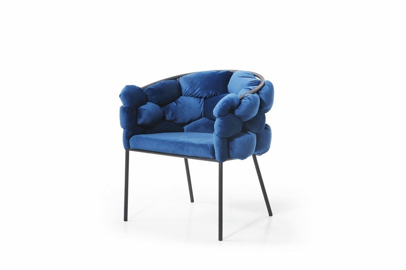 Upholstered Fabric Dining Arm Chair - Blue
