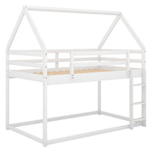 Load image into Gallery viewer, Twin over Twin Low Bunk Bed, House Bed with Ladder , White(OLD SKU:WF197808AAK)
