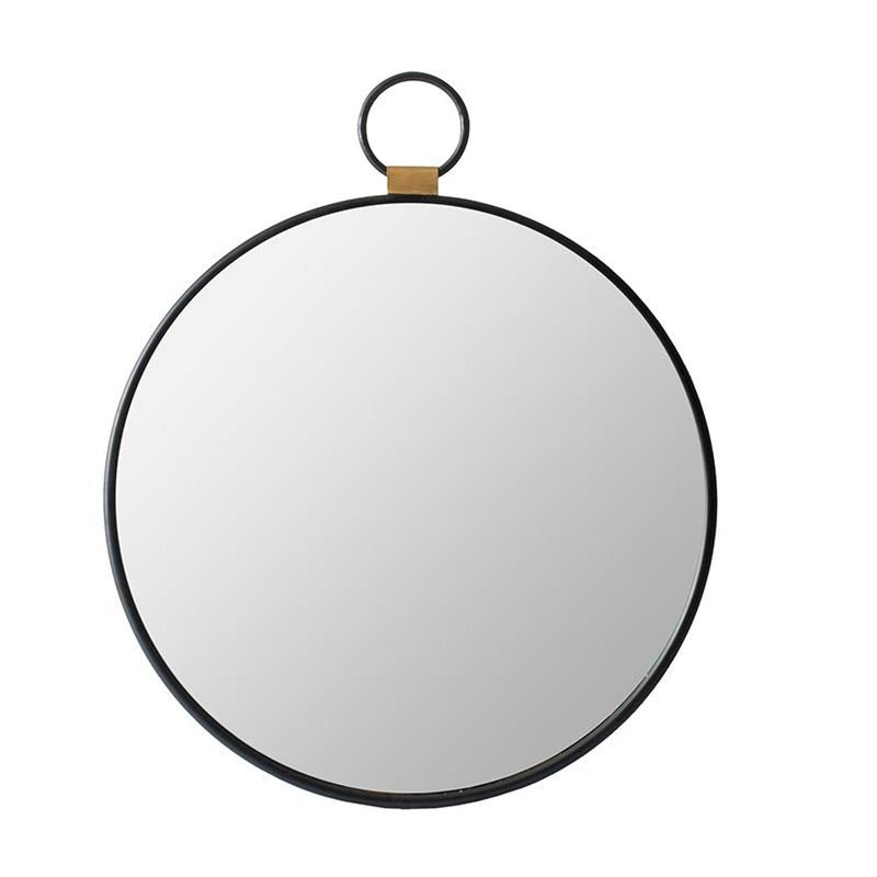 23" Round Metal Framed Accent Mirror - Black