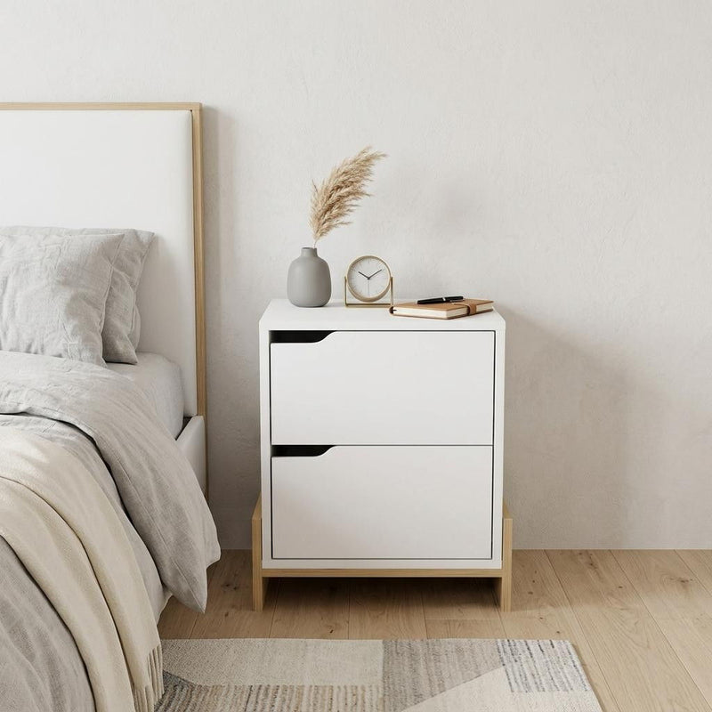Wood Two Drawer Nightstand (734191) - White