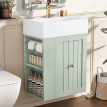 Load image into Gallery viewer, Modern Bathroom Vanity With Sink, Storage Cabinet, Drawer &amp; Side Shelf

