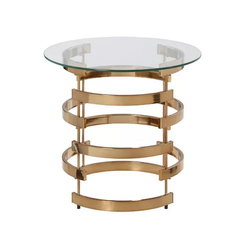 21" Glass Iron Round End Table - Champagne