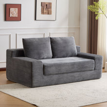 Load image into Gallery viewer, Loveseat Sofa, Comfortable Deep Seat Sofa Bed, Modern Small Corduroy Couch For Living Room Bedroom,Reversible Cushion With Pillows,No Assembly Required,Dark Gray
