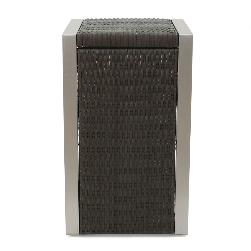 Cape - Coral Wicker C Shaped Table Modern DesignRattan And Aluminum Frame - Brown