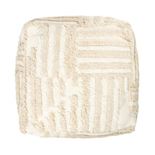 Load image into Gallery viewer, Cotton Cube Striped Pouf Ottoman - Beige
