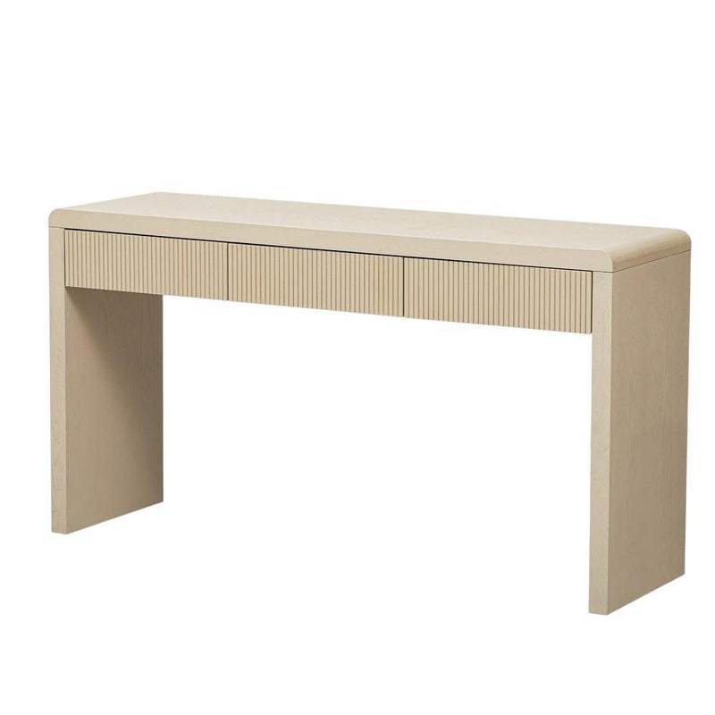 Double Pedestal Console Table With Three Drawers - Apricot