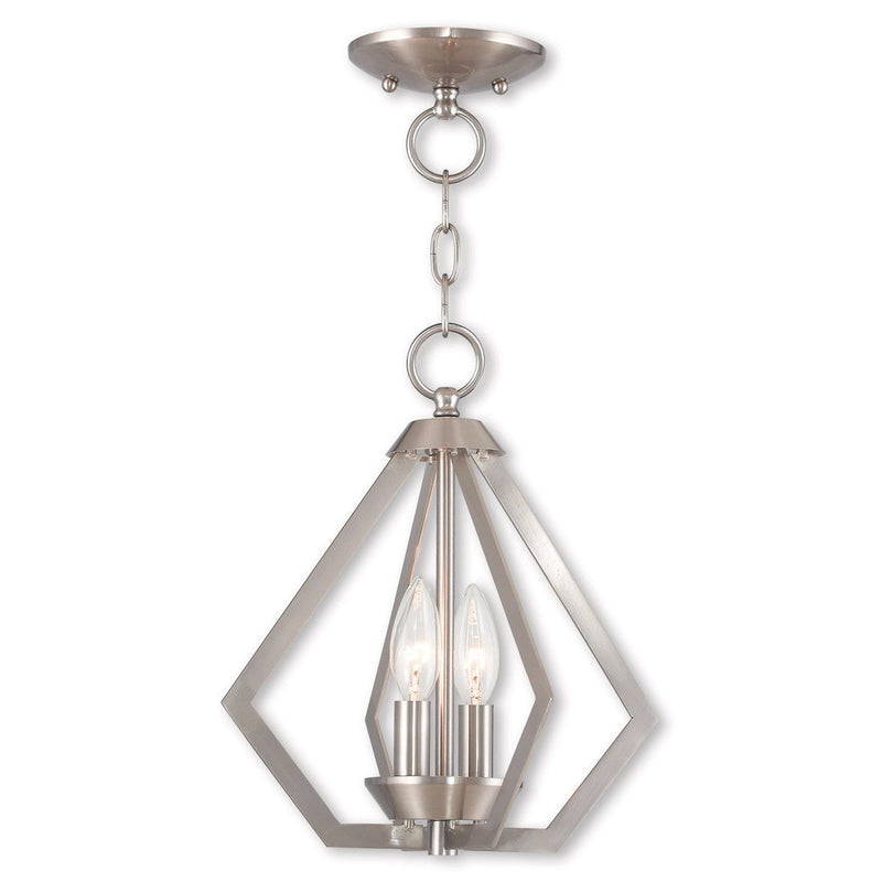 13" Two Light Dimmable Chandelier With Shades - Nickel