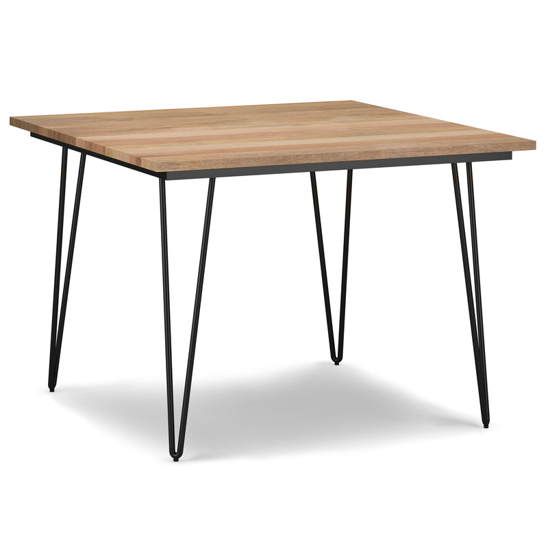 42" Solid Wood Iron Square Dining Table - Natural / Black
