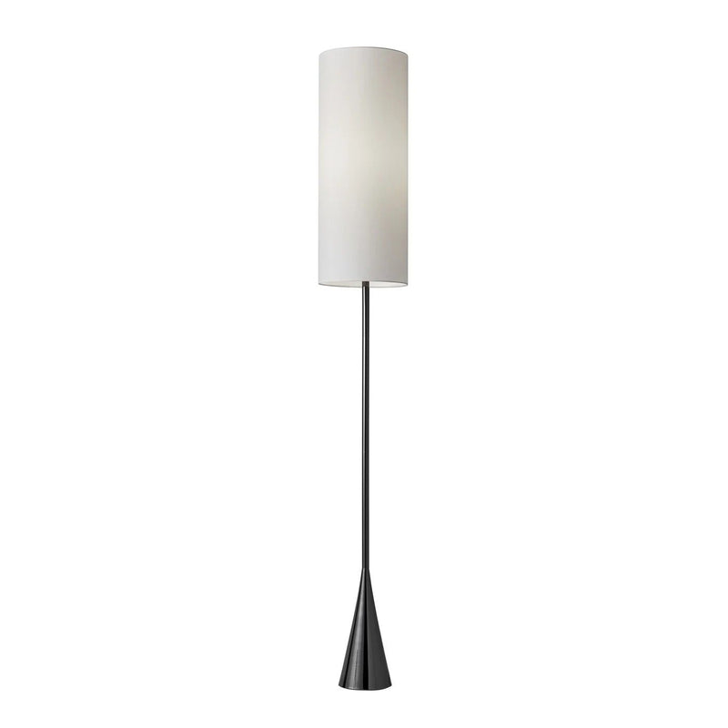 Dramatic Floor Lamp Bell Shaped Base In Nickel Finish Metal - Black