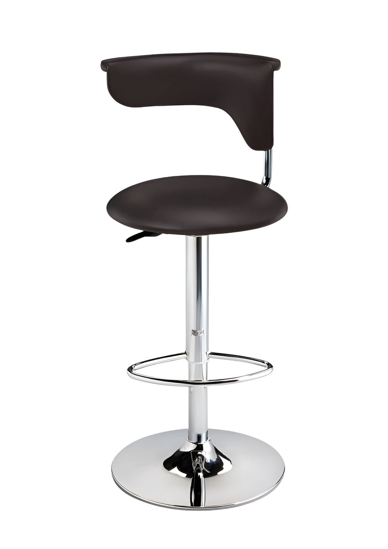 Contemporary Faux Leather And Metal Low Back Adjustable Height Bar Chair - Dark Brown