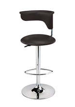 Load image into Gallery viewer, Contemporary Faux Leather And Metal Low Back Adjustable Height Bar Chair - Dark Brown
