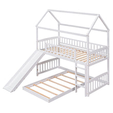 Load image into Gallery viewer, Twin Over Twin Bunk Bed with Slide, House Bed with Slide, White(OLD SKU: LT000214AAK)
