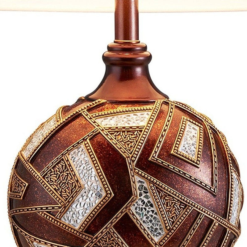 Mosaic Design Table Lamp - Brown Metallic