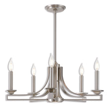 Load image into Gallery viewer, 18" Six Light Metal Dimmable Chandelier With Shades - Nickel
