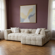 Load image into Gallery viewer, Boucle L Shaped Two Piece Sofa Chaise Sectional With Toss Pillows - Ivory
