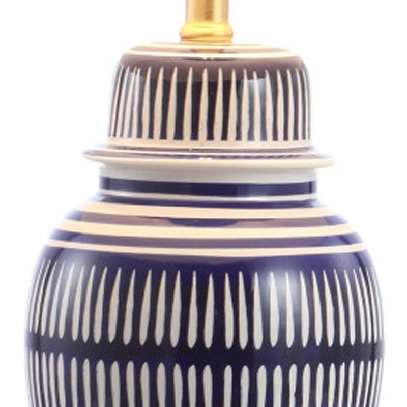27" Urn Table Lamp With Empire Shade - Blue