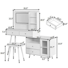 Load image into Gallery viewer, Modern Makeup Vanity Desk With Mirror And Lights Retractable Design Engineered Wood - Black
