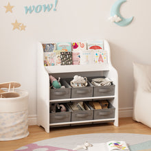 Load image into Gallery viewer, Bookshelf With 6 Storage Bins, Multi Functional Children's Bookcase And Toy Organizer - White
