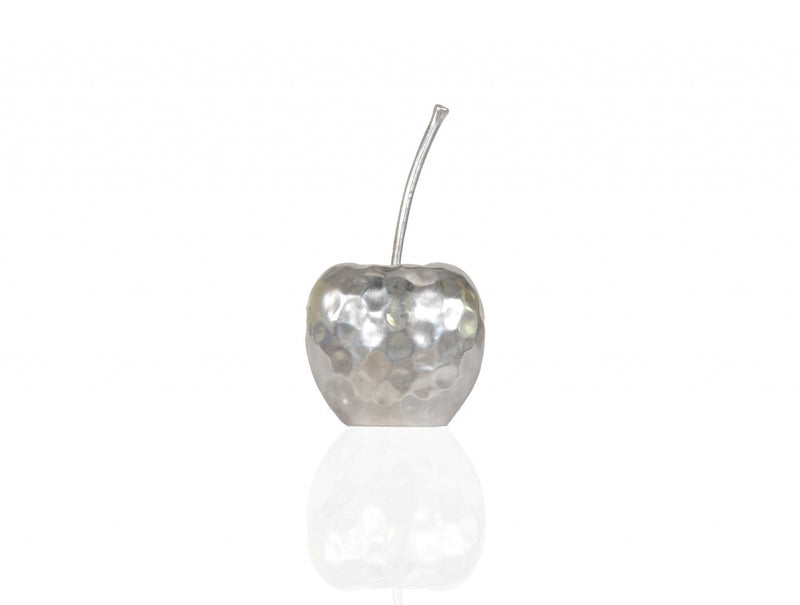 Delicious Hammered Finish Apple Statue - Silver