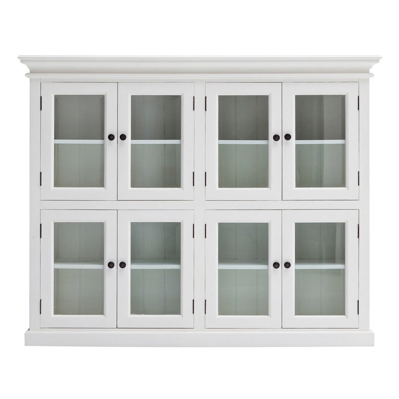 Wood And Glass Two Level Storage Cabinet - White