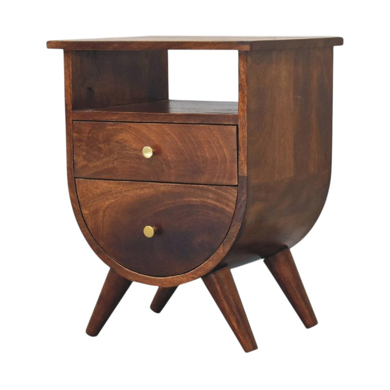 21" Solid Wood Two Drawer Nightstand - Chestnut