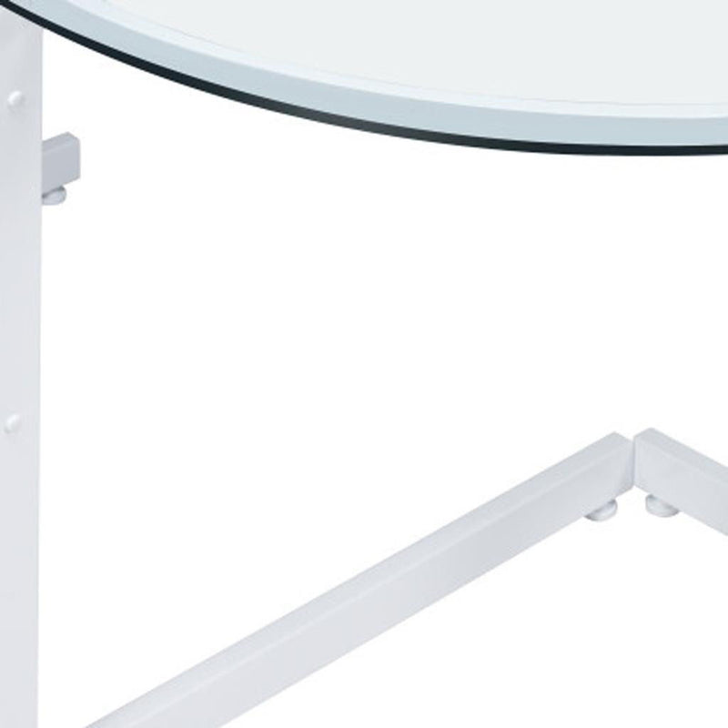 Corner Computer Desk - Clear / White