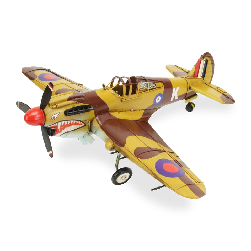 Hand Painted 1941's P-40 Fighter Model Airplane - Yellow / Brown