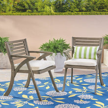 Load image into Gallery viewer, Helen - Outdoor Acacia Wood Dining Chair (Set of 2) - Gray / Creme
