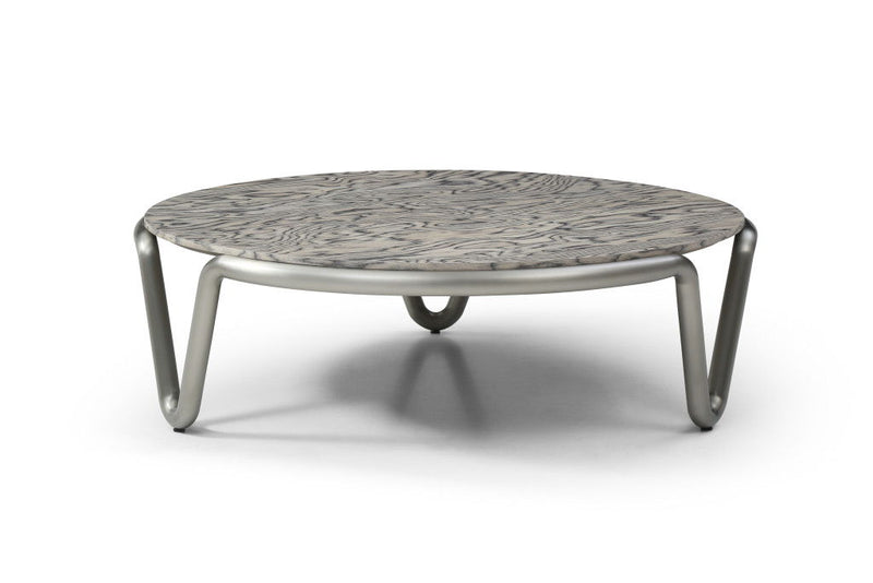 55" Stainless Steel Round Coffee Table - Gray / Silver