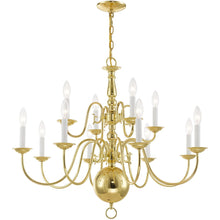 Load image into Gallery viewer, 26" Twelve Light Dimmable Chandelier With Shades - Brass
