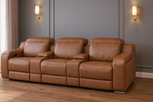 Load image into Gallery viewer, 129" Italian Leather Reclining USB Sofa - Chestnut
