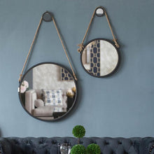 Load image into Gallery viewer, Round Accent Metal Mirror - Black / Silver
