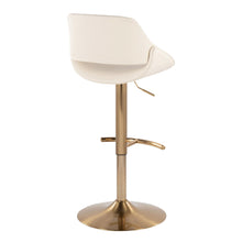 Load image into Gallery viewer, Fabrico - Contemporary Adjustable Barstool With Swivel With Rounded T Footrest (Set of 2) - Gold / Cream
