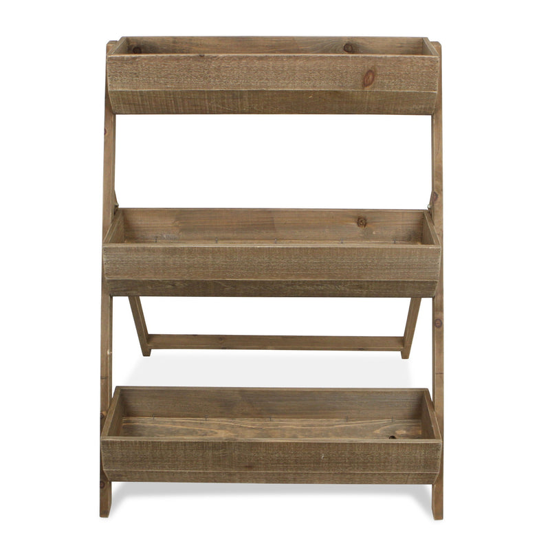 Tier Wooden Shelves Storage Plant Stand - Brown