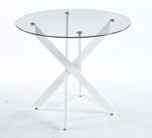 Load image into Gallery viewer, Dining Table With Cross Metal Leg And Tempered Glass, Modern Space Saving Kitchen Table For Living Room
