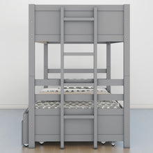 Load image into Gallery viewer, Twin over Pull-out Bunk Bed with Trundle, Gray
