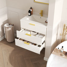Load image into Gallery viewer, Wall Mounted Floating Cabinet With Double Drawer, Rectangular Sink
