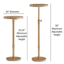 Load image into Gallery viewer, Morven - Adjustable Height Accent Table With Round Metal Top And Pedestal Base - Antique Brass
