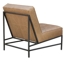 Load image into Gallery viewer, 31" Genuine Leather Tufted Slipper Chair - Cream / Black
