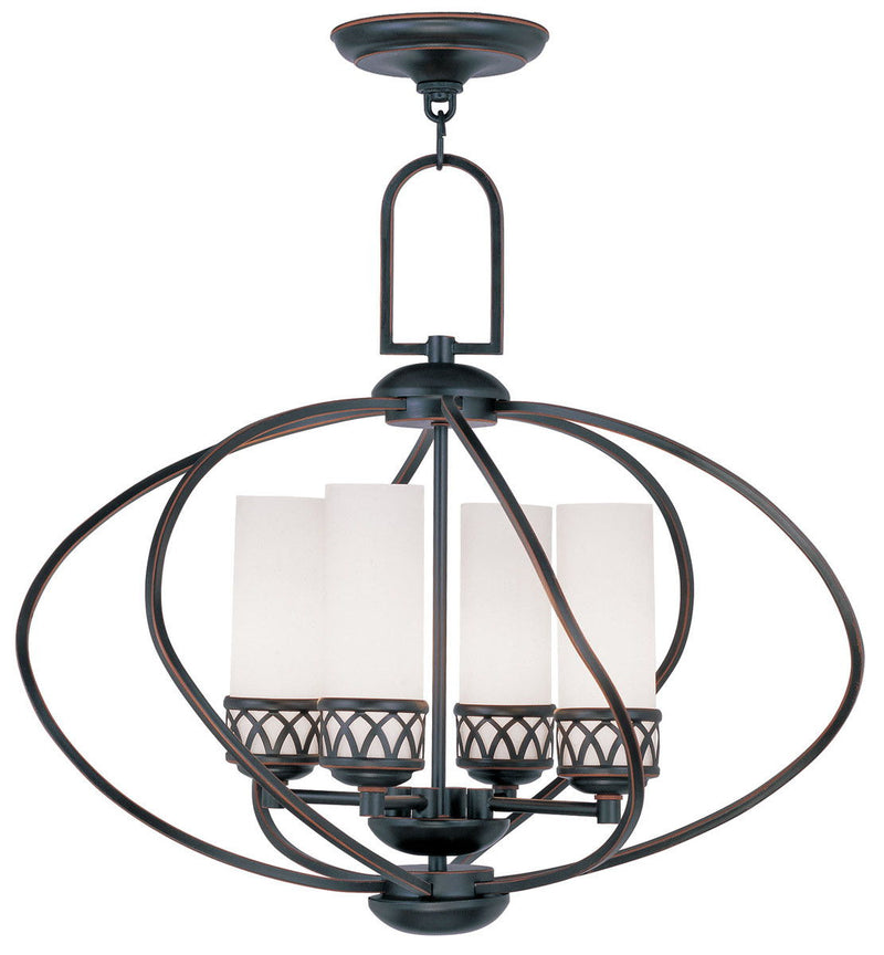 21" Four Light Dimmable Chandelier With Shades - Bronze
