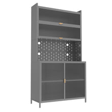 Load image into Gallery viewer, 73" Stainless Steel Textured Door Dining Hutch With Two Doors - Gray
