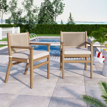 Load image into Gallery viewer, Outdoor Acacia Wood Patio Dining Armchair (Set of 2)

